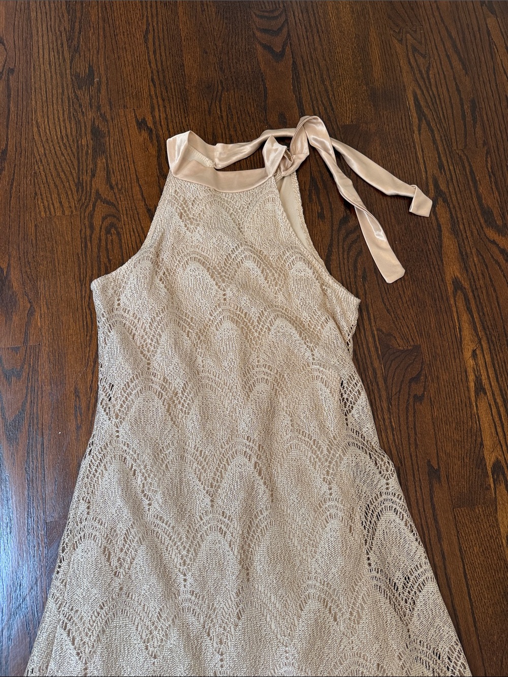 Ruby Rox Halter Lace Mini Dress in Beige - Picture 3 of 8